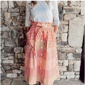 Who What Wear Red and White Striped A-Line Skirt